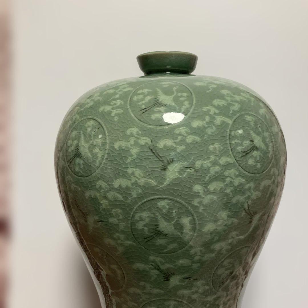 Korean celadon vase 35cm antique blue-green ceramic collectible art