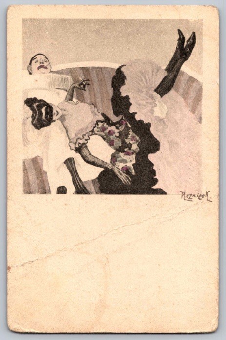 c1904 Simplicissimus Art Woman Smoking Reznicek Serie IX No 2 UDB Postcard c1904 Simplicissimus Art Woman Smoking Reznicek Serie IX No 2 UDB Postcard