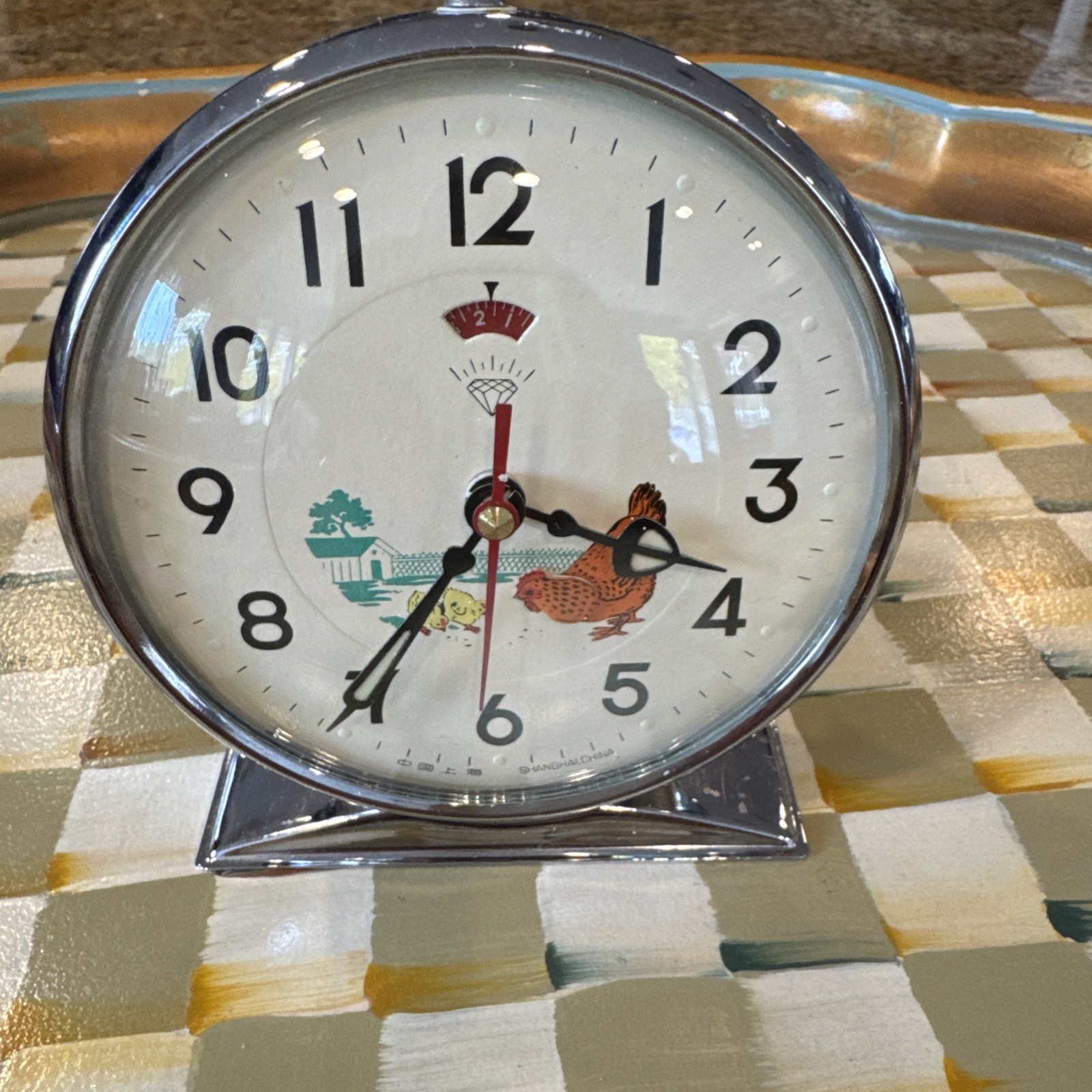 Vintage Animated Chicken Alarm Clock - 1970s Mechanical Table Clock