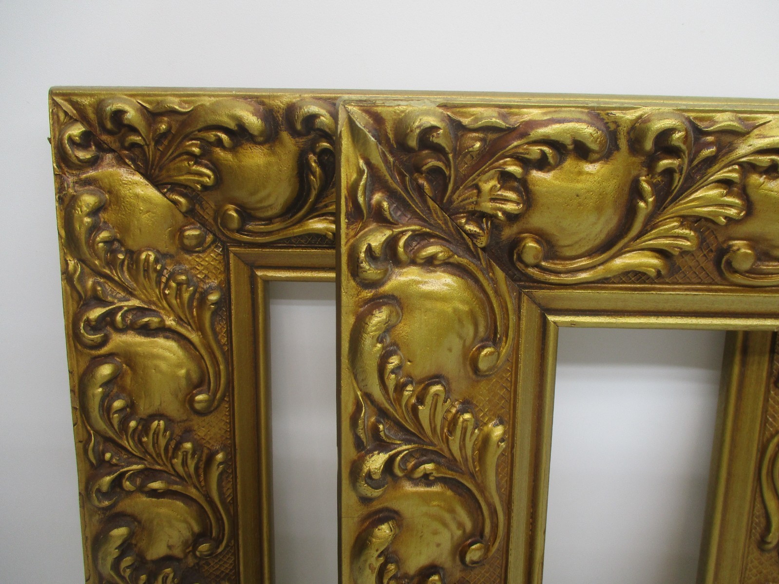 Lot Of 2 Matching Ornate Gold Gesso Wood Pic Frames Fits 8