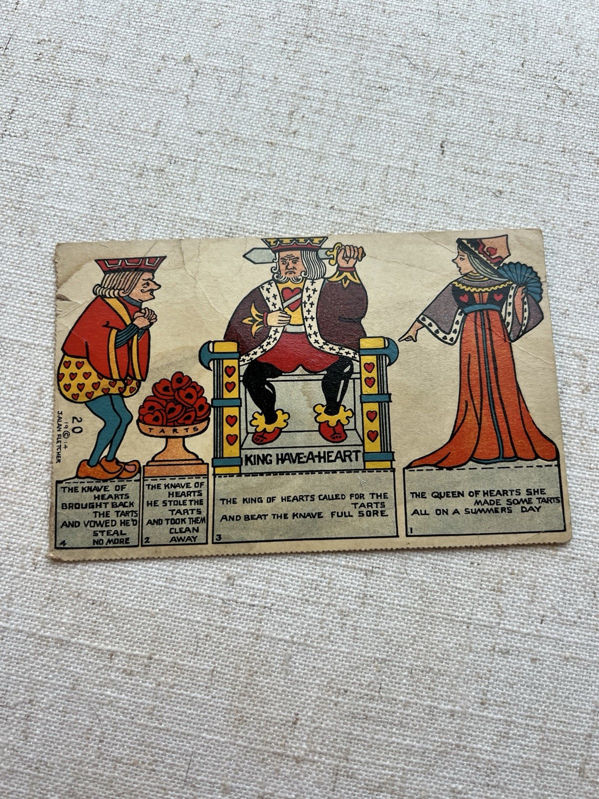 1914 J. Alan Fletcher Postcard #20 Cut Out “King Have-A-Heart” Queen Of Hearts