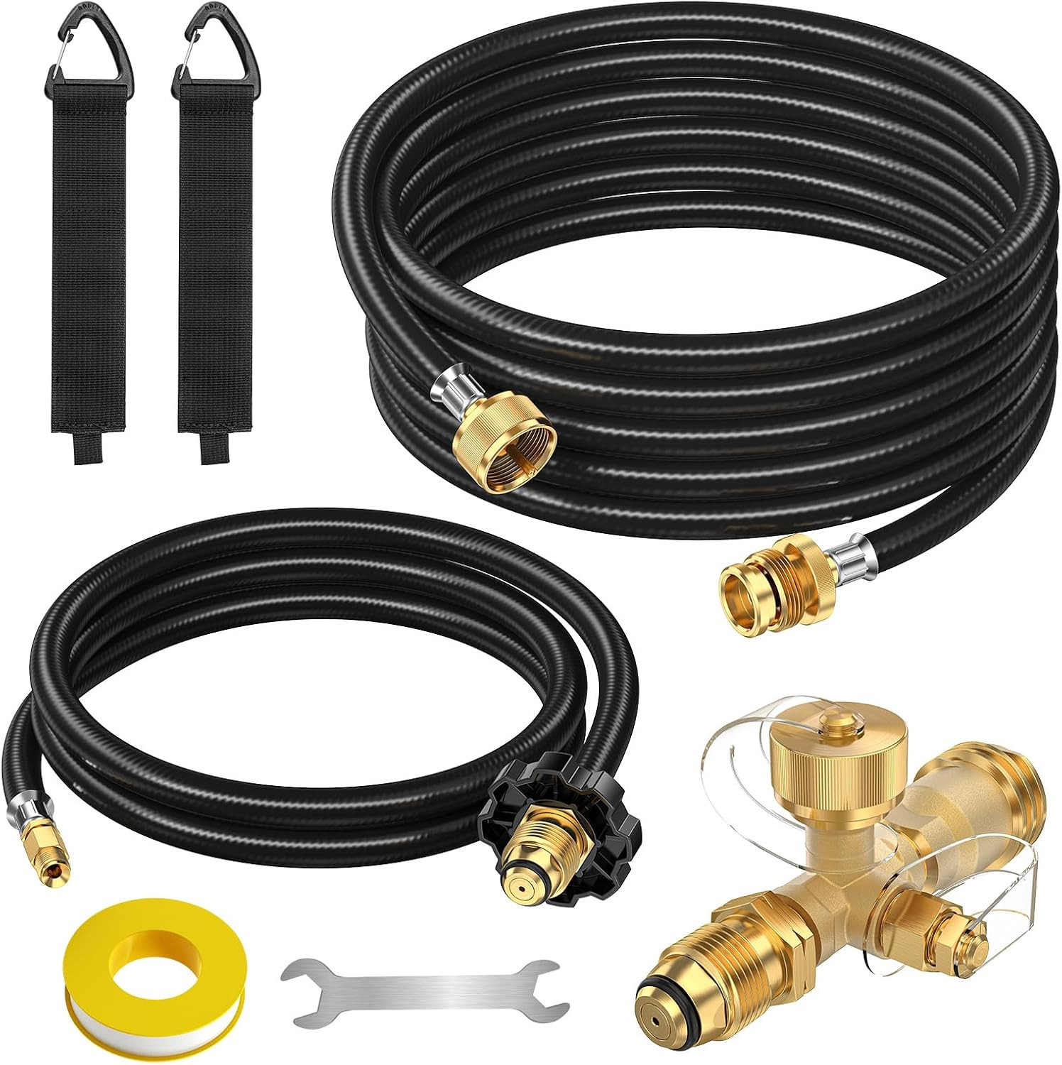 Extend a Stay Rv Propane Kit, 5FT&12FT Propane Hoses Propane Brass Tee Kit