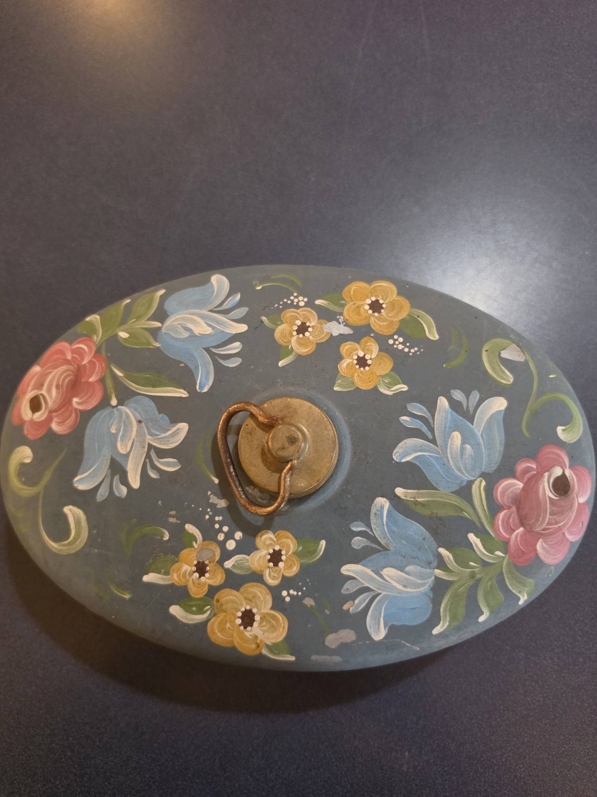 Vintage Hand Painted Galvanized Water Bottle/Bed Warmer