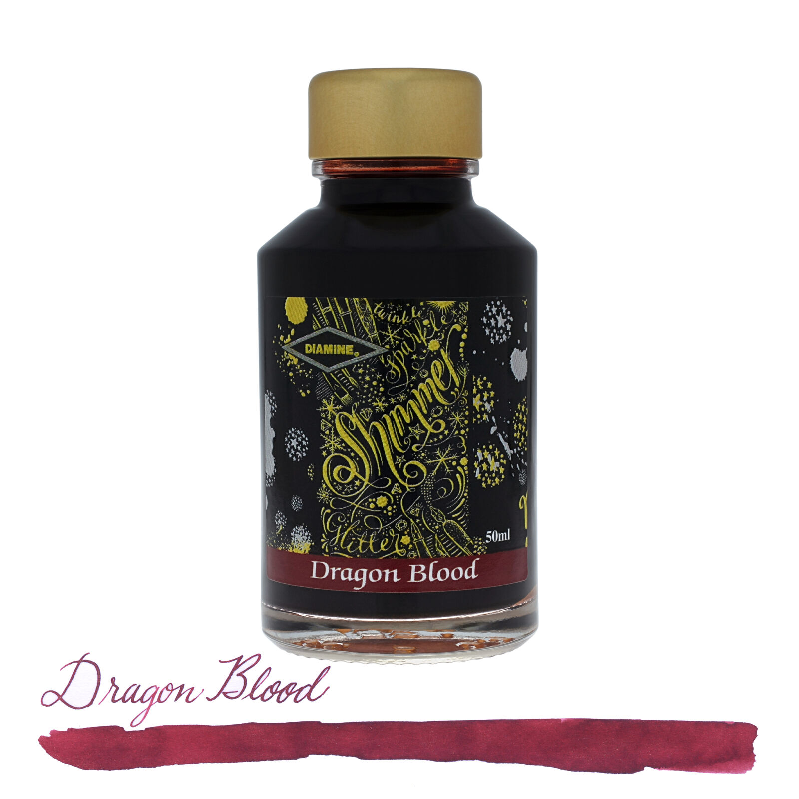 Diamine Shimmer Ink Dragon Blood - Gold Bottled Ink for Fountain Pens 50 ml NEW