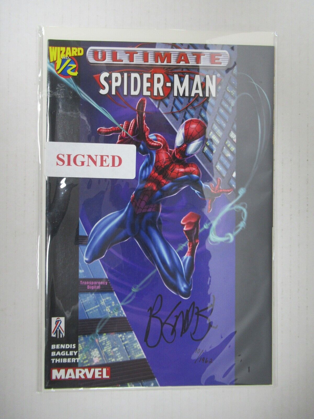 2002 Marvel Ultimate Spider-Man Wizard 1/2 Signed Bendis Dynamic Forces DF COA