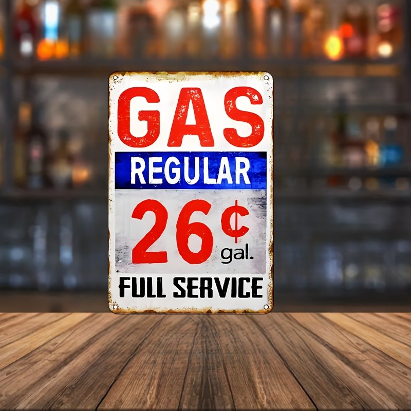 Vintage Gas Station Tin Metal Signs - 8*12 Inch Vintage Iron Wall Art, Full Serv