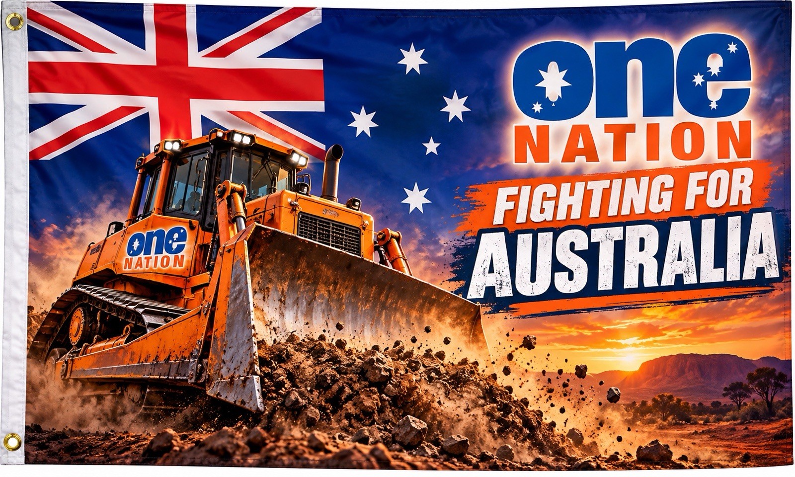 One Nation Fighting For Australia Flag 90x150cm One Nation Fighting For Australia Flag 90x150cm