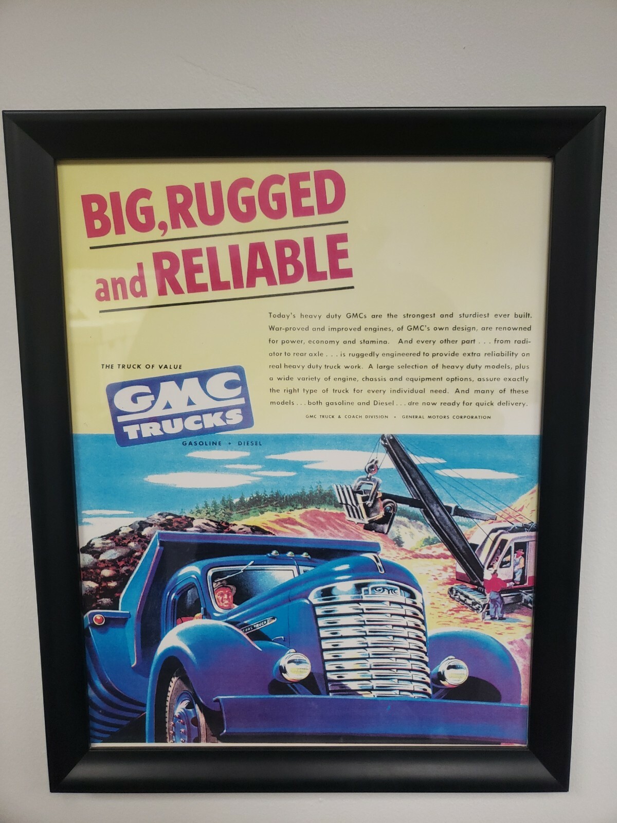 1937 GMC Truck Advertisement General Motors Big Rugged Reliable Vintage Print AD