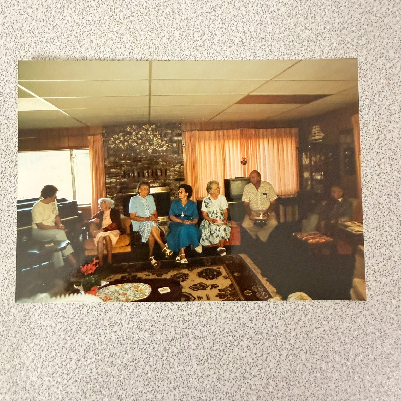 Group Portrait Family Gathering 1970s Snapshot Photograph Vintage Americana