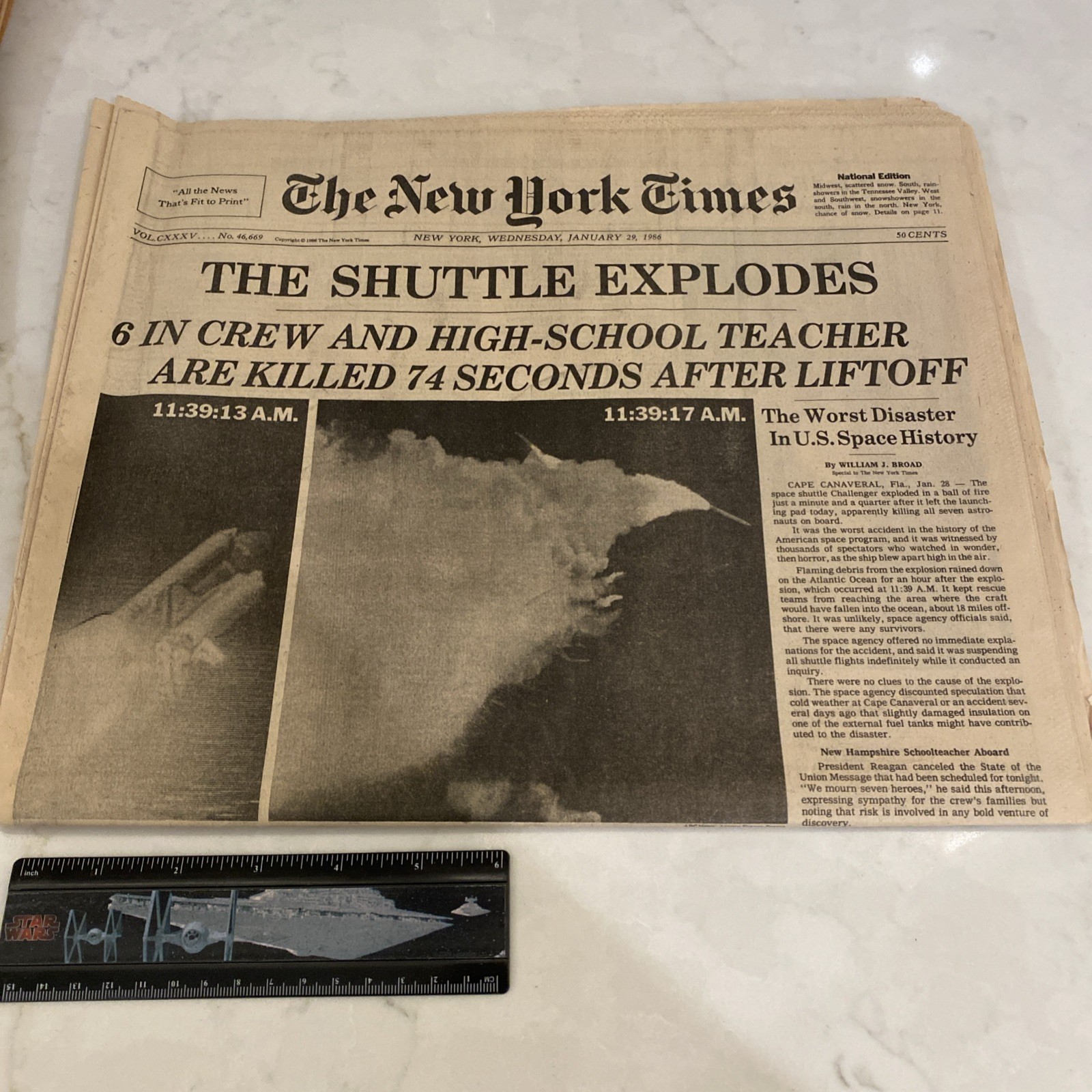 New York Times “The Shuttle Explodes” Challenger Jan. 29, 1986 Chicago Tribune