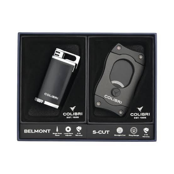 NEW Colibri Belmont Jet Lighter and S-Cut Cigar Cutter Gift Box Set GS200C11