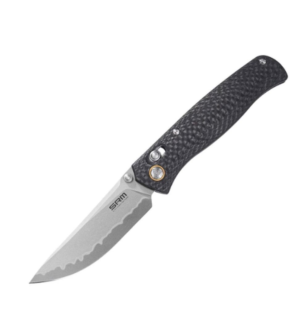 SRM Knives 255L-CB2 Ambi Lock Carbon Fiber Folding 140Cr Pocket Knife 255L-CB2