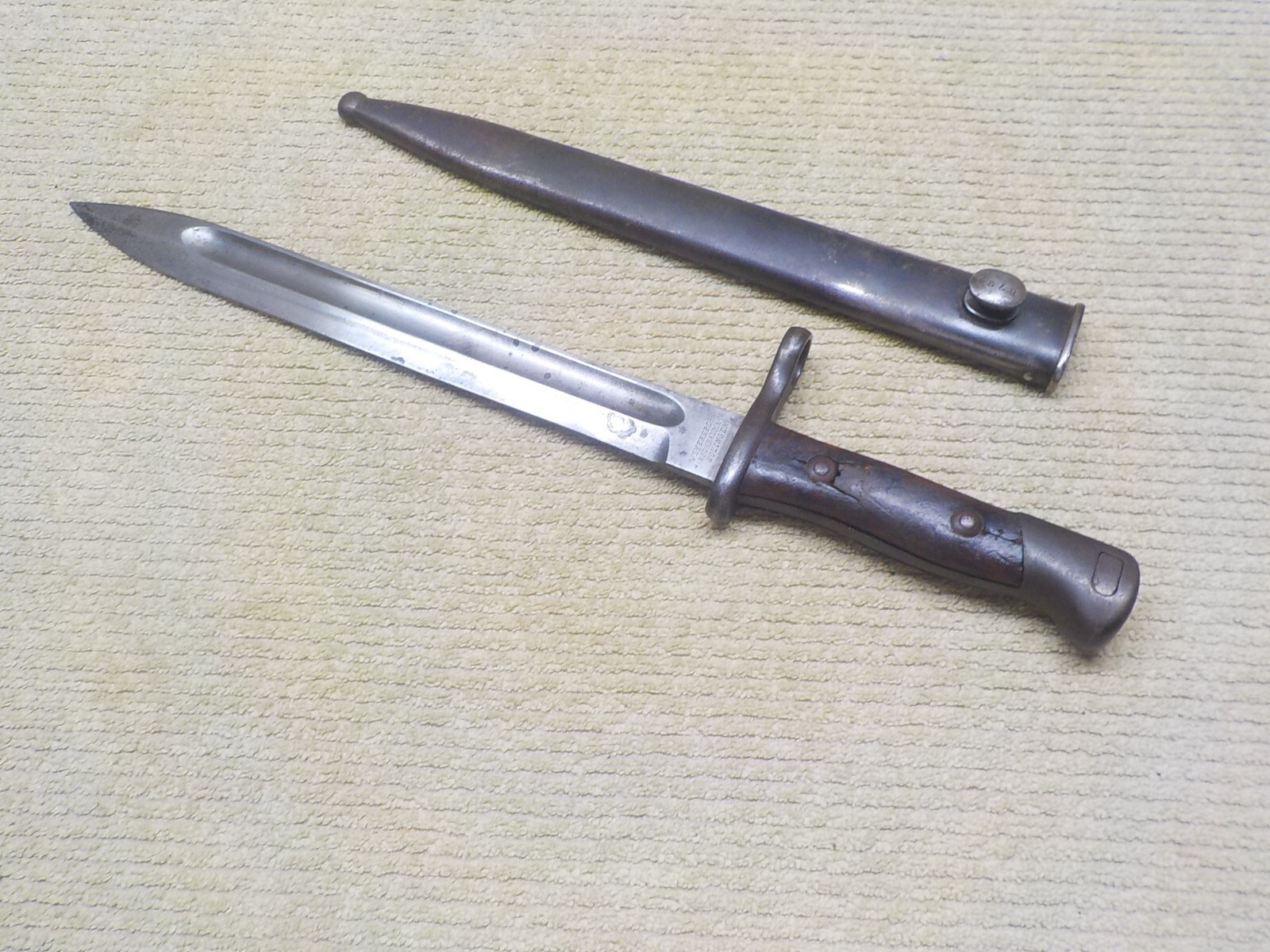 WW1 Chilean Model 1895 Mauser Bayonet Scabbard Weyersburg Solingen Blade WWI WW1 Chilean Model 1895 Mauser Bayonet Scabbard Weyersburg Solingen Blade WWI