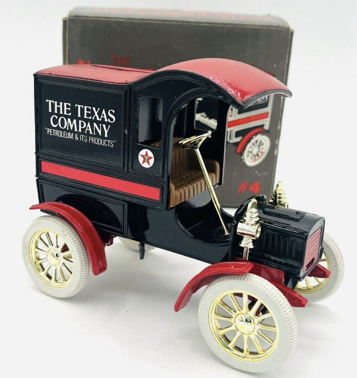Vintage ERTL Texaco 1905 Ford Delivery Diecast Meta Coin Bank W/Key #4 New Texas