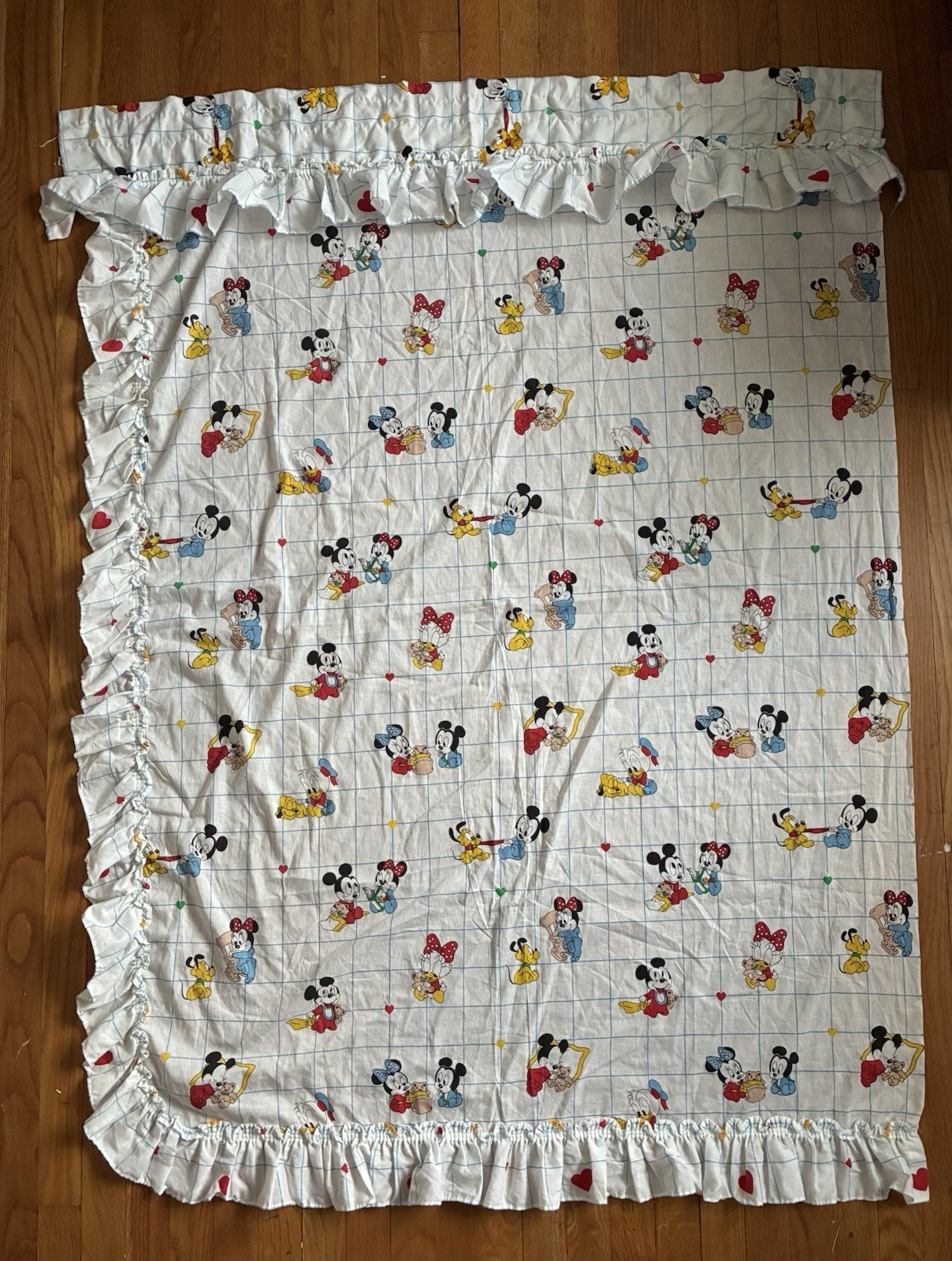 Vintage 1984 Dundee Disney Cotton Polyester Curtain Panel Mickey Minnie 45.5x62\