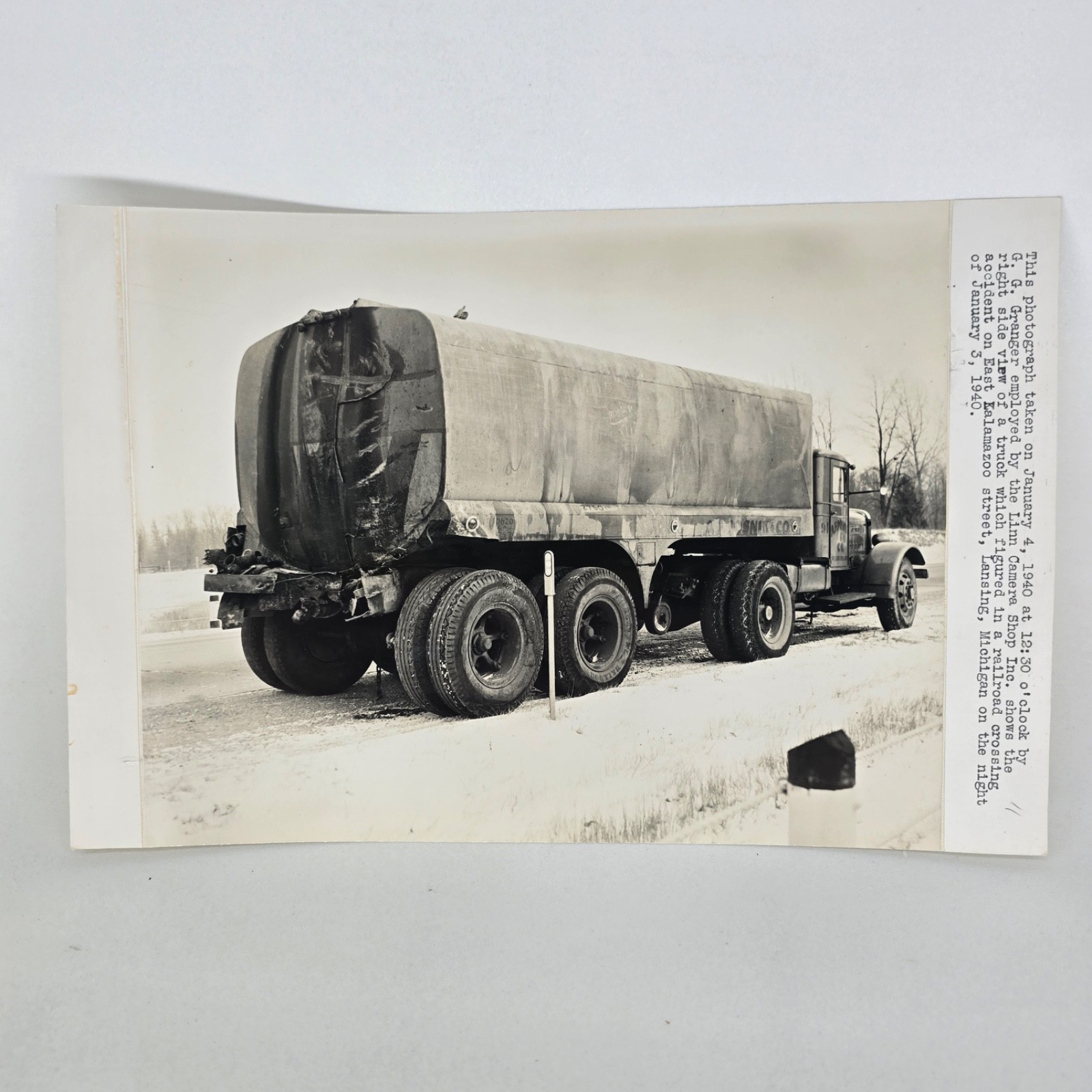 Railroad Photos - 1940 Pere Marquette Train Hit Tanker Truck Lansing x2 Accident Railroad Photos - 1940 Pere Marquette Train Hit Tanker Truck Lansing x2 Accident