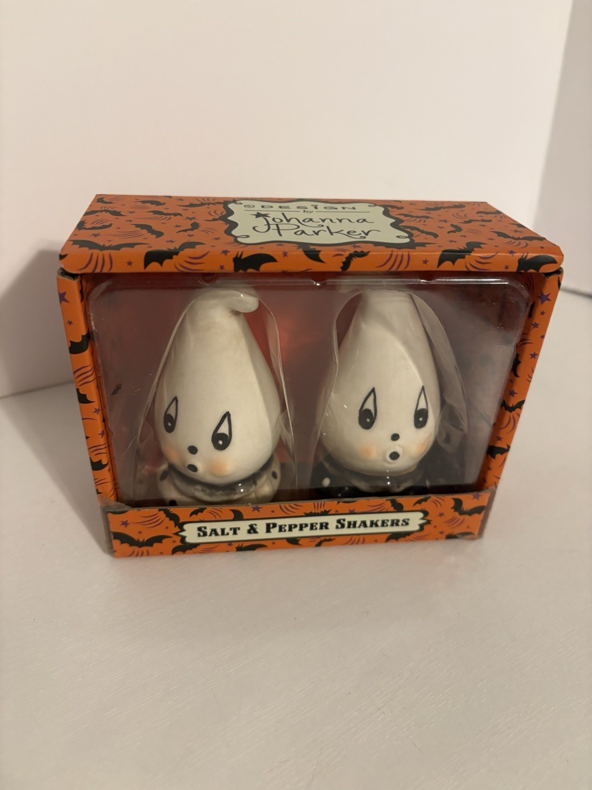 Johanna Parker Halloween Gus Ghost Salt And Pepper Shakers NIB