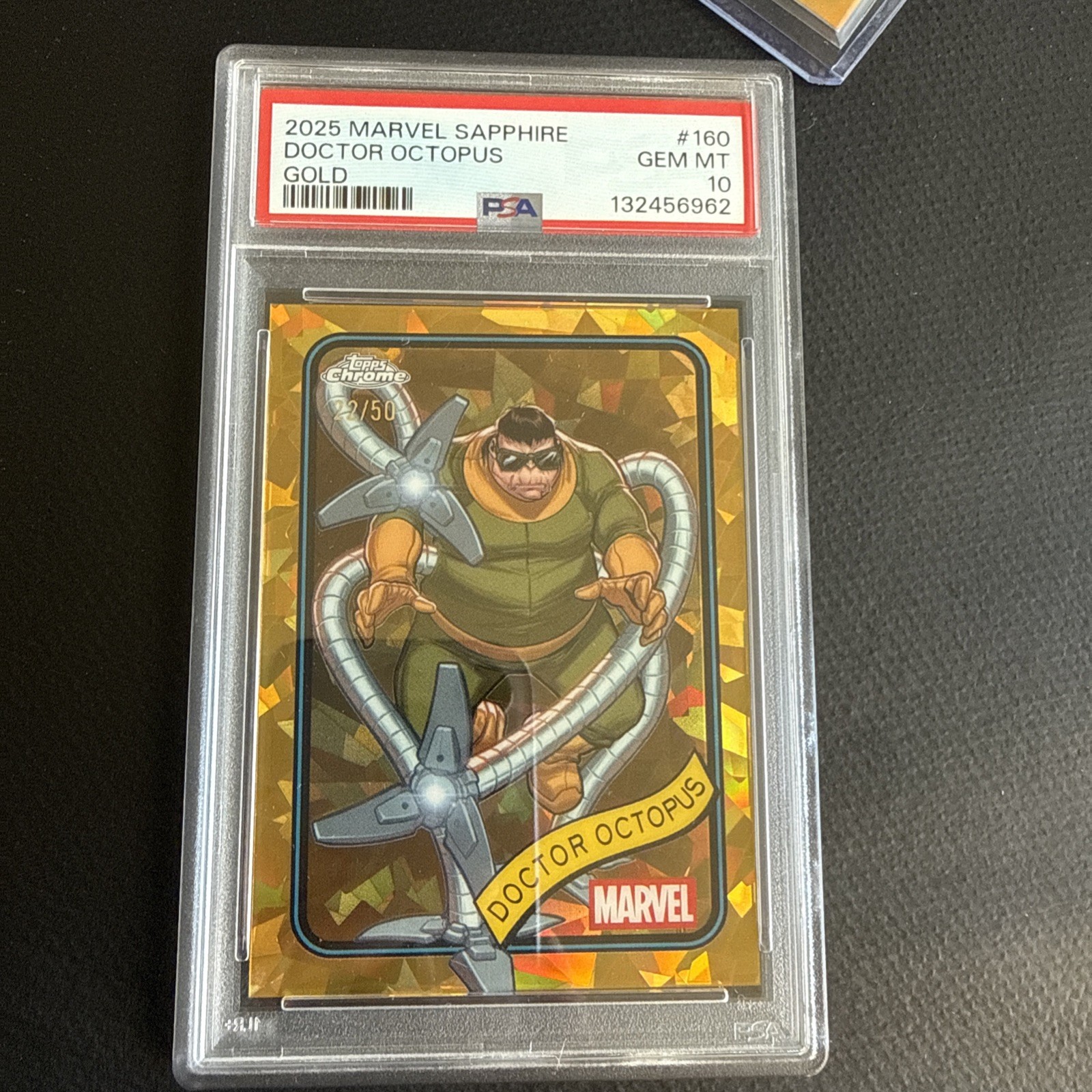 2025 Topps Chrome Marvel Sapphire Doctor Octopus Gold Sapphire /50 PSA 10