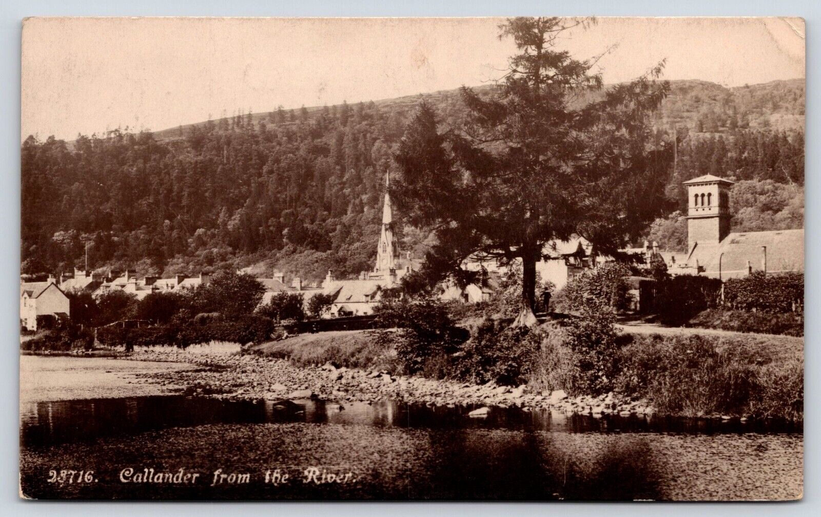 Scotland Callander From The River Vintage Postcard