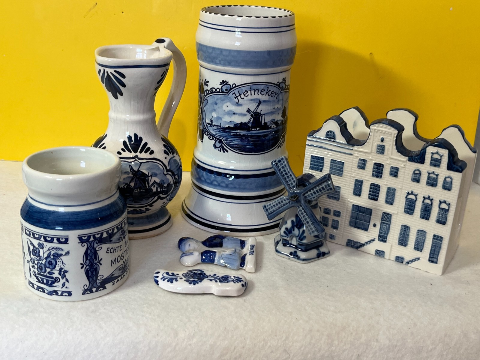 Vtg Delft Lot Of 7 Blue And White Hand Painted In Holland