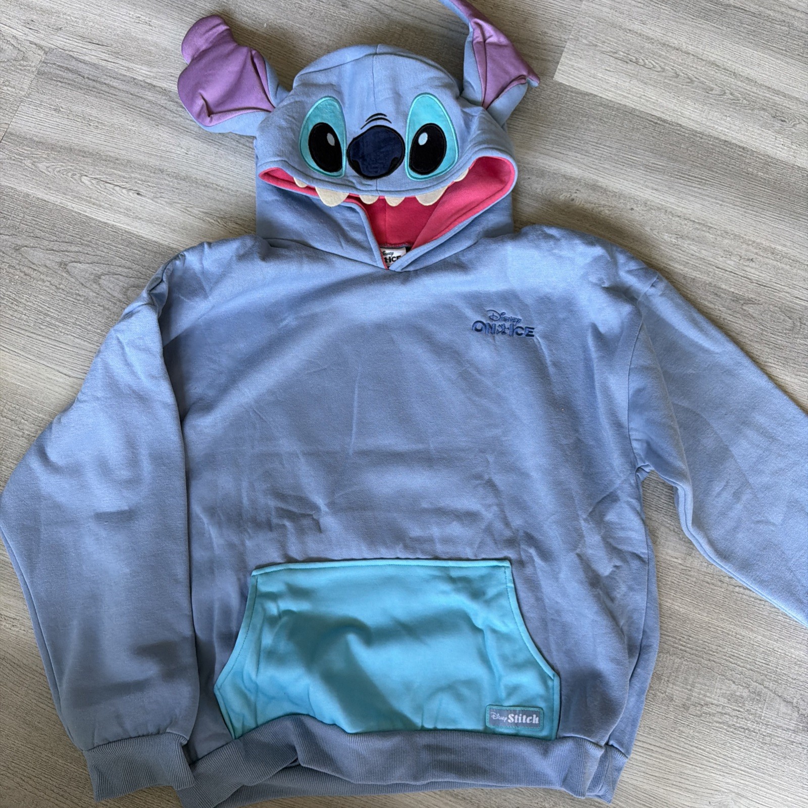 Disney on Ice Stitch Hoodie Blue/Light Blue Adult Size XL  