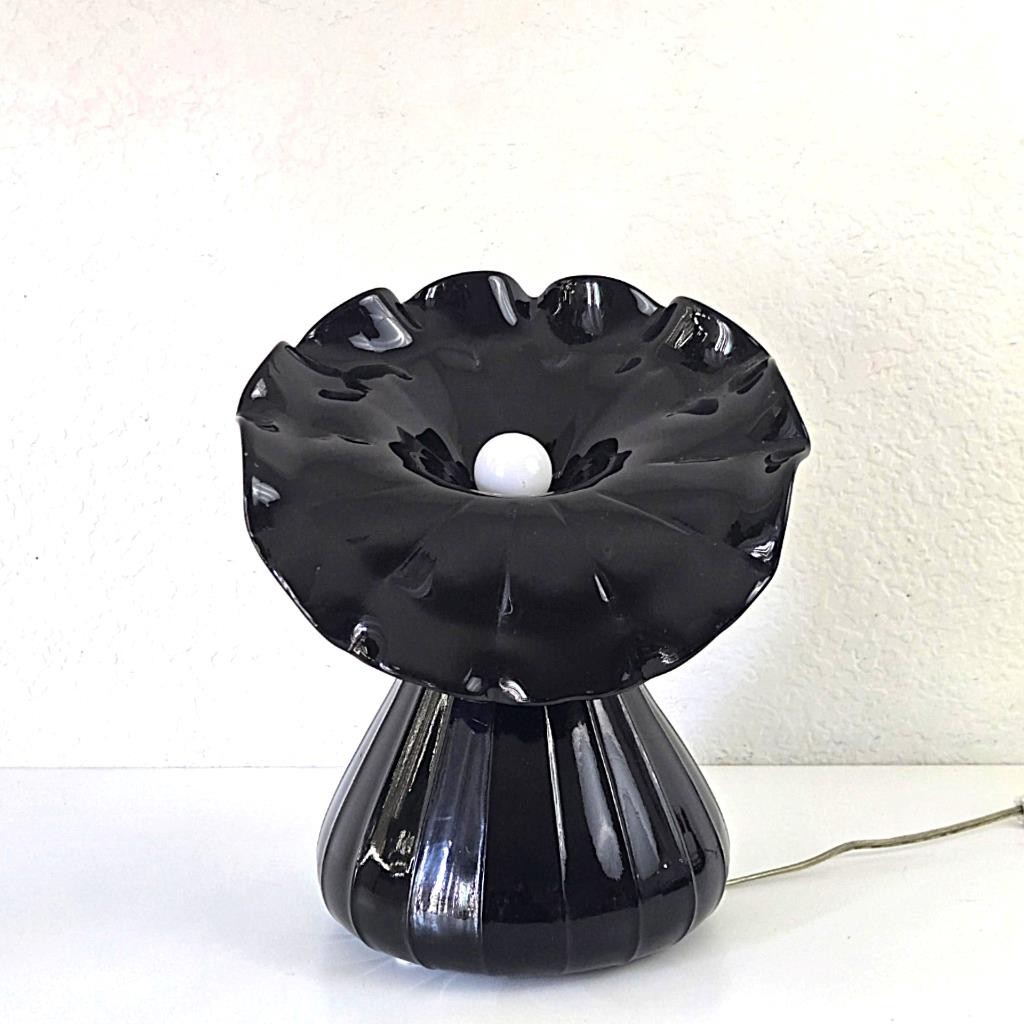 Rare Black Pilgrim Art Glass Jack In The Pulpit Laurel Lamp Co Table Lamp