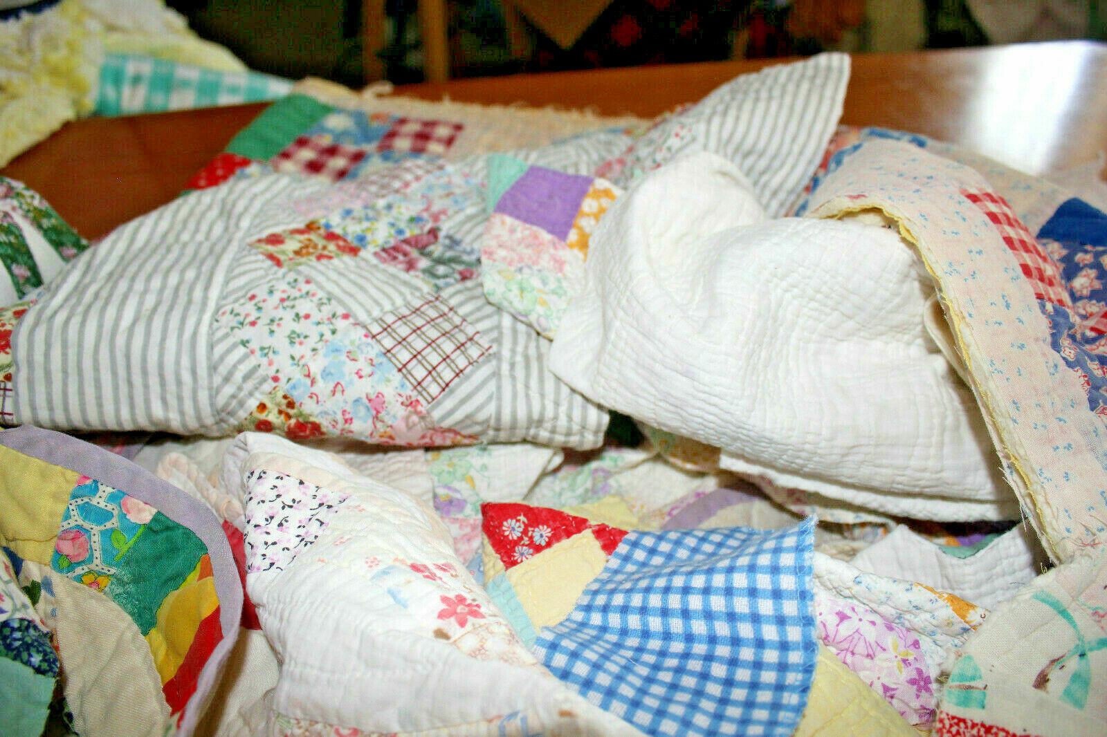 Vintage Handmade Patchwork Cutter Quilt Remnants Grab Bag One Half Pound