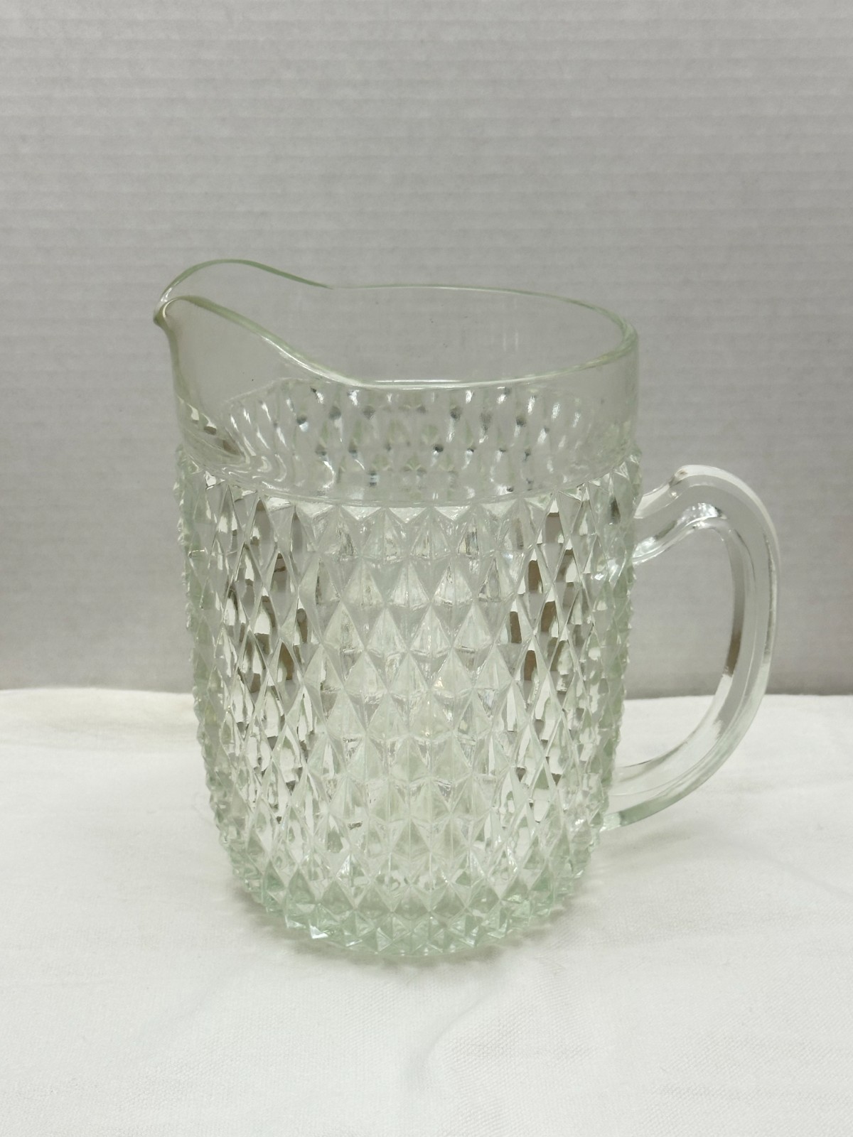 Indiana Glass Diamond Point Clear 52 oz Pitcher Heavy Pressed Indiana Glass Diamond Point Clear 52 oz Pitcher Heavy Pressed