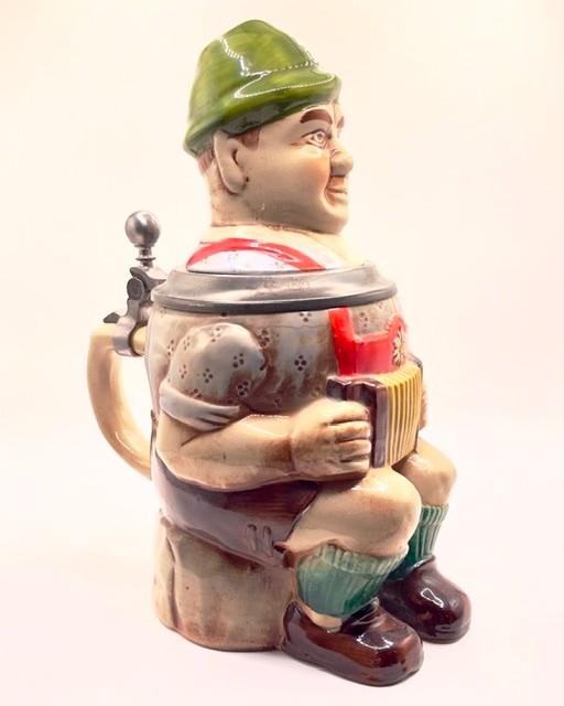 Gerzit Accordian Player Stein Mug Figural Man Vintage Musician West Germany