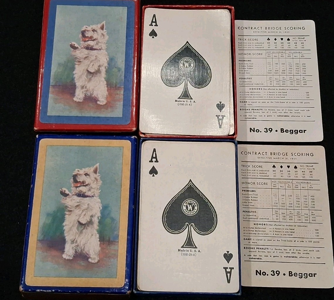 Rare 1930's Western Brand Bridge Cards Lot Of Two Decks