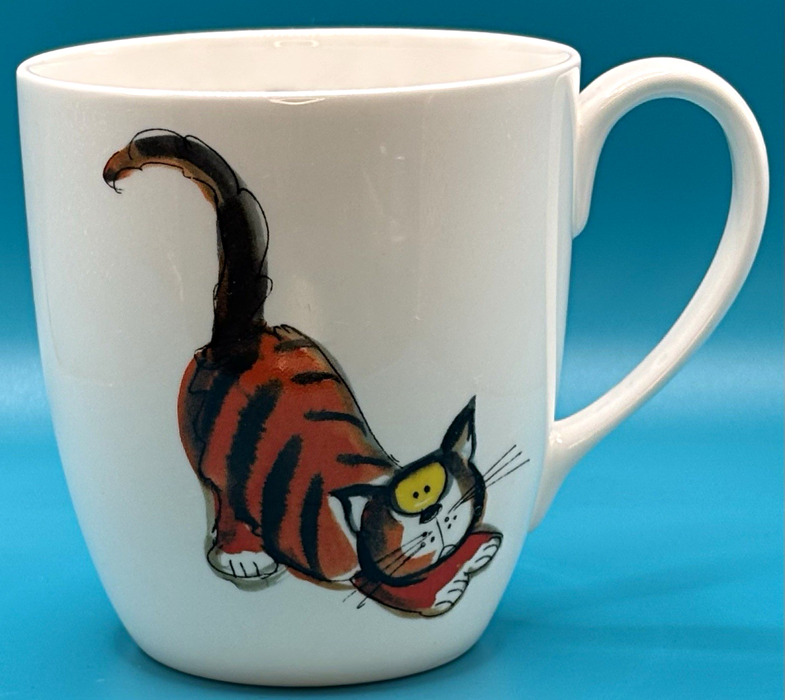 Vintage 1980s Rose of England Fine Bone China Mug – Whimsical Orange Tabby Cat