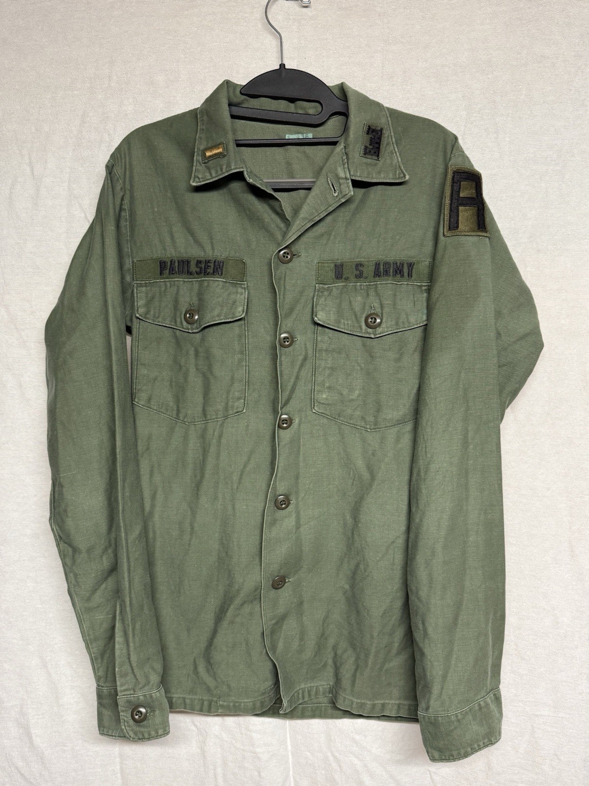 Vintage 1970 OG-107 US Army Vietnam Sateen Fatigue Military Shirt See Pics