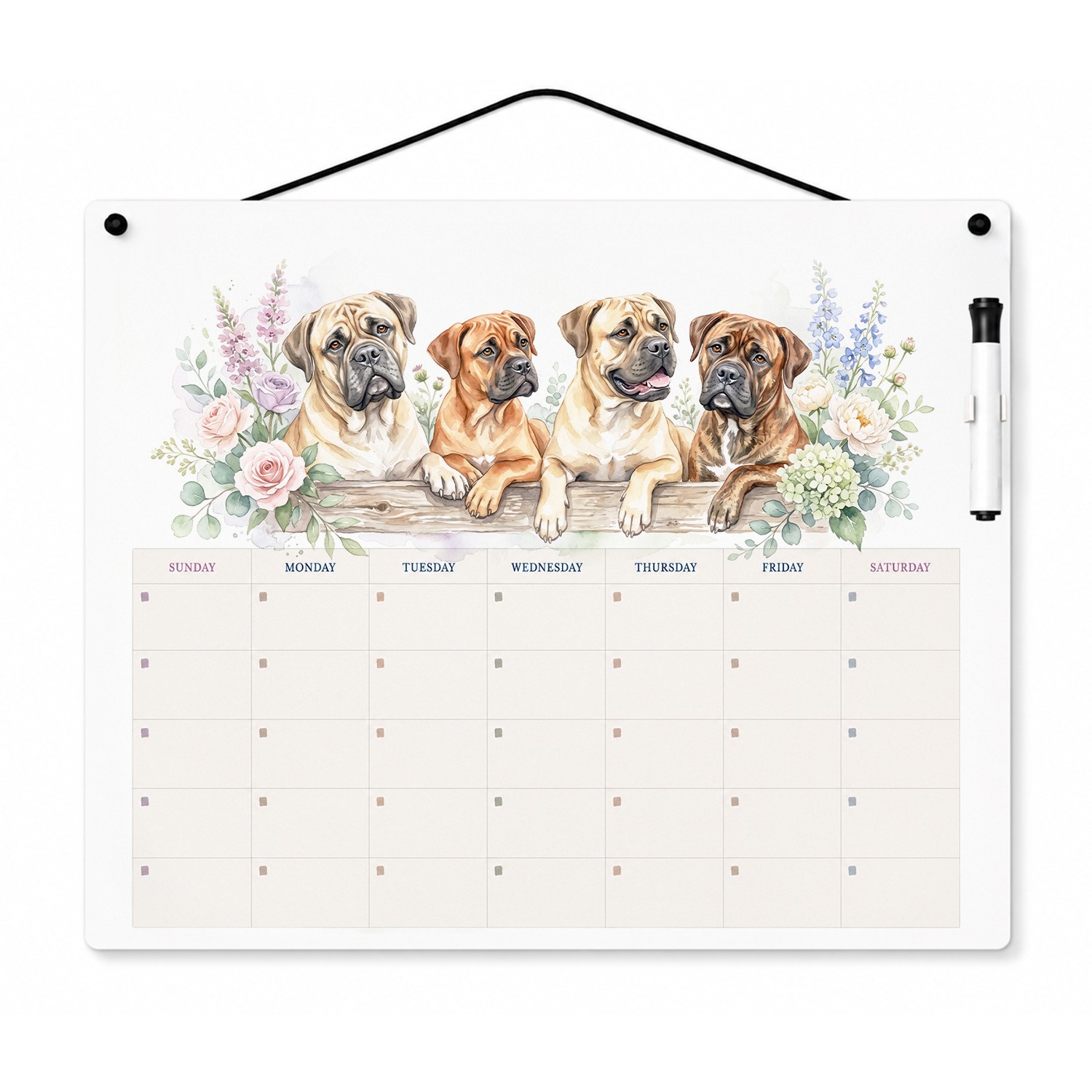 Caroline's Treasures Bullmastiff Dry Erase Calendar Board FNT1688DE1612 Caroline's Treasures Bullmastiff Dry Erase Calendar Board FNT1688DE1612