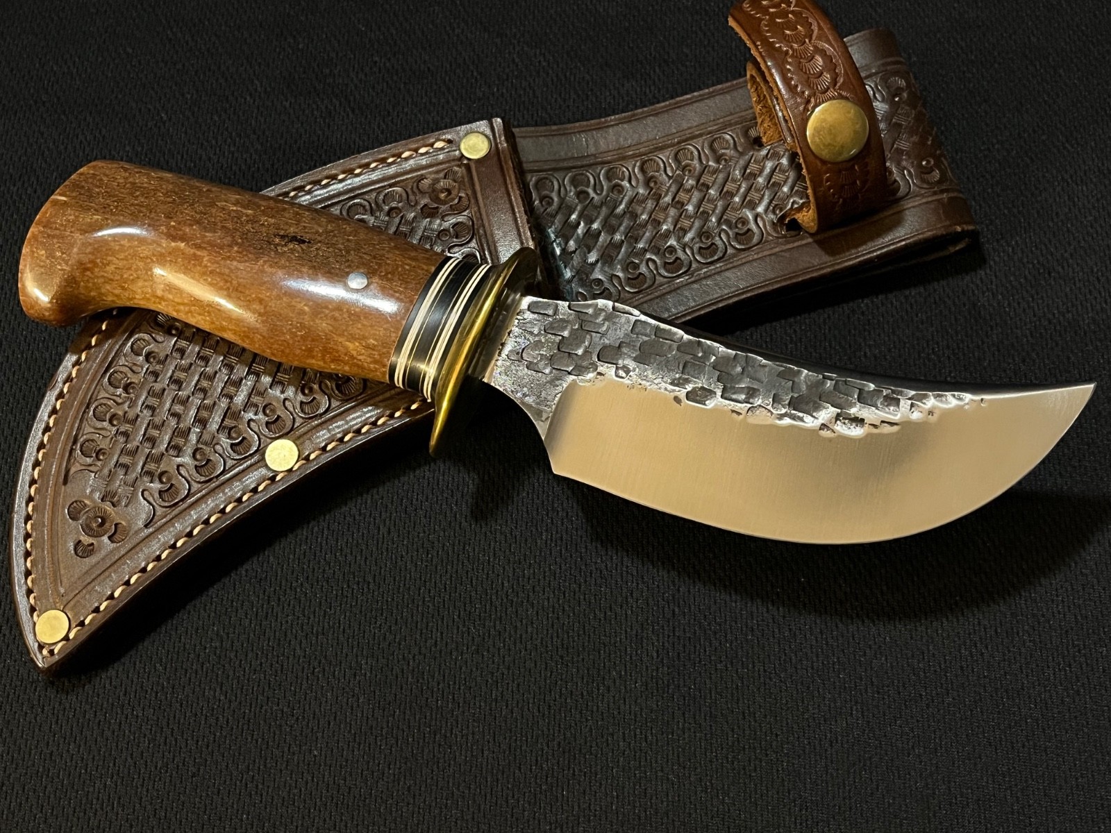JIM BEHRING JR Knife -Custom Scagel Style Hunting Skinning -Bone Handle