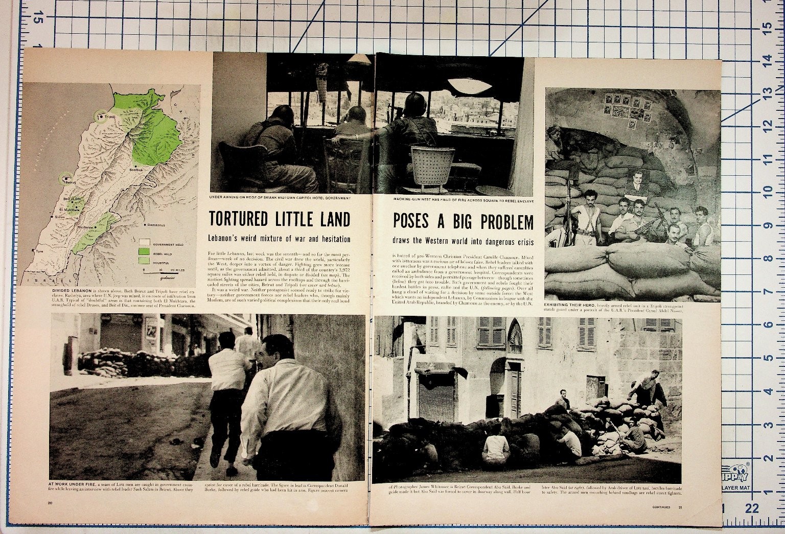 1958 Lebanon Crisis Magazine Article U.S. Marines UN Robert Murphy Chamoun Map 1958 Lebanon Crisis Magazine Article U.S. Marines UN Robert Murphy Chamoun Map