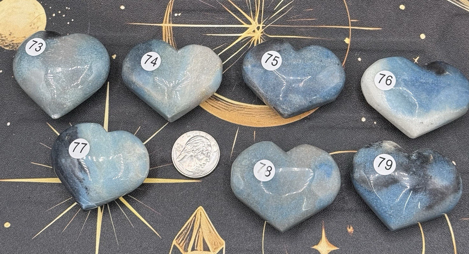 Natural Trolleite Carved Hearts Palmstones 
