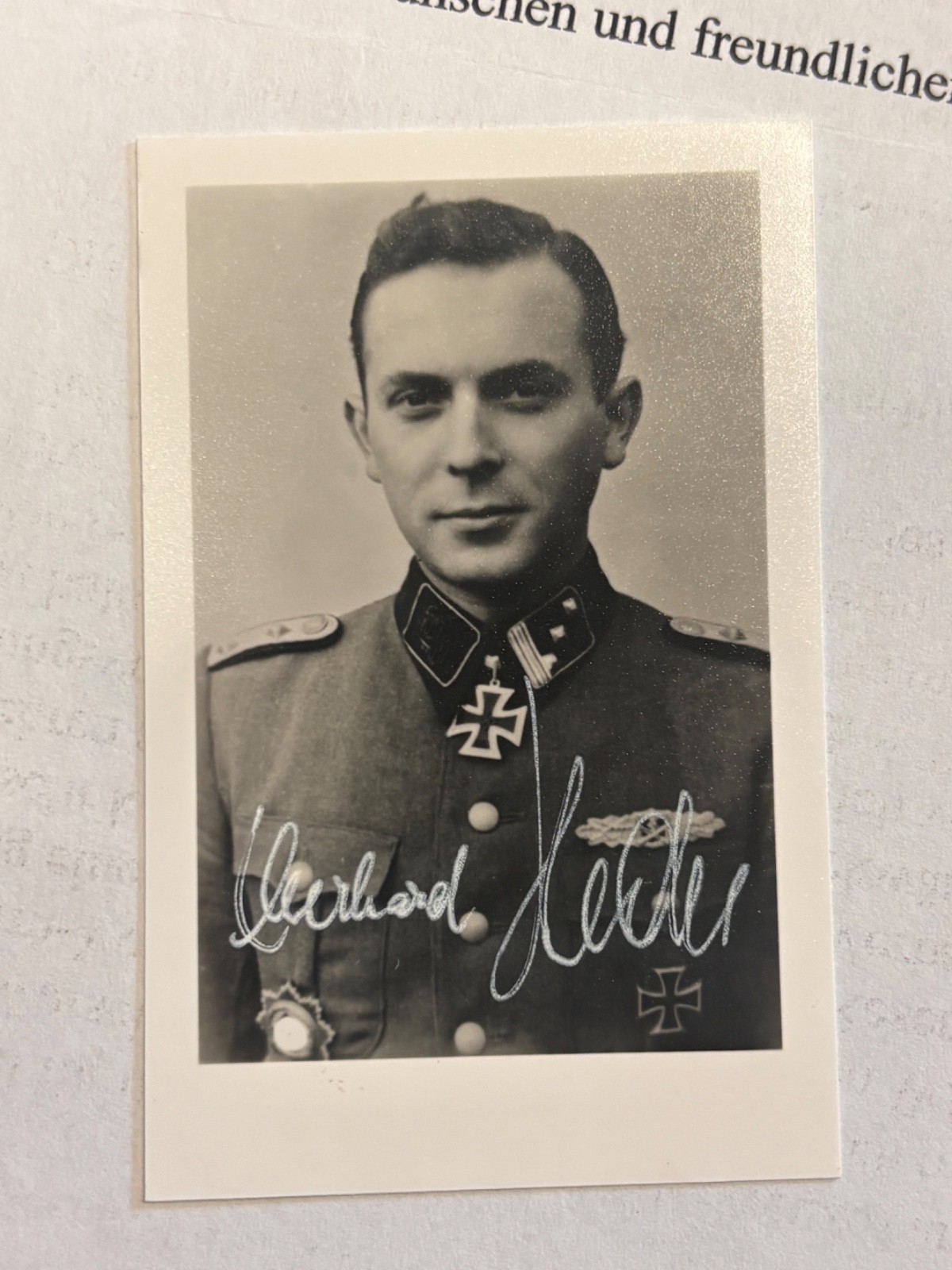 Eberhard Heder - Knights Cross Holder - signed photo,  letter and envelope