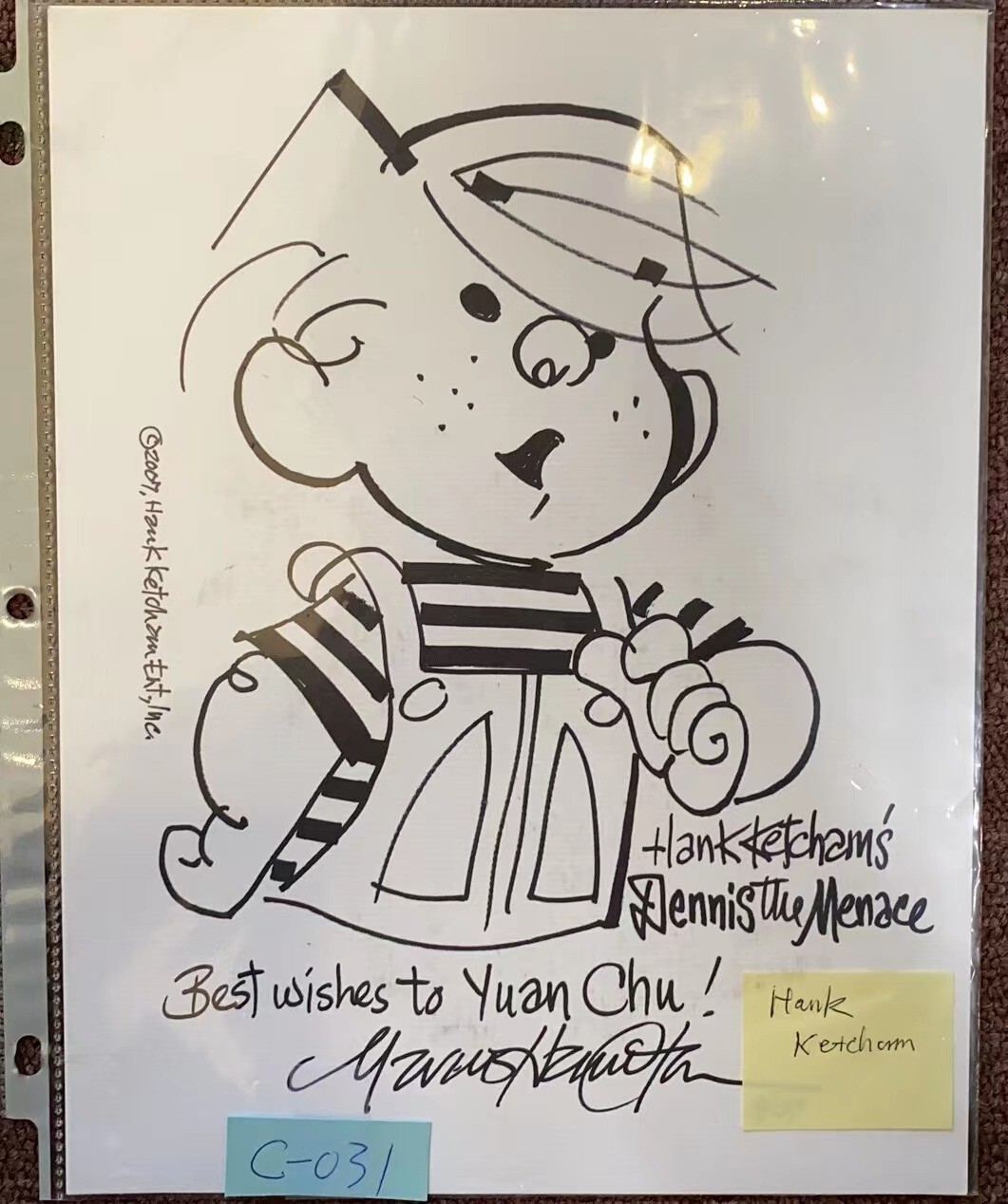 HANK KETCHARM Cartoonist REAL Hand Signed Drawing Sketch Original 10x8 C-031