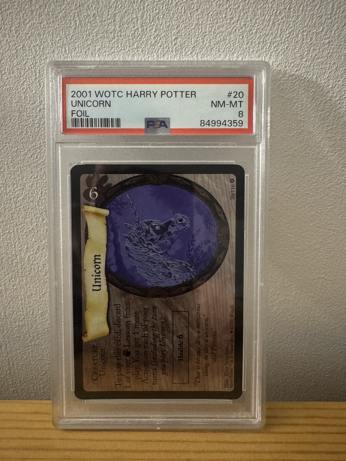 2001 WOTC HARRY POTTER FOIL #20 UNICORN PSA 8