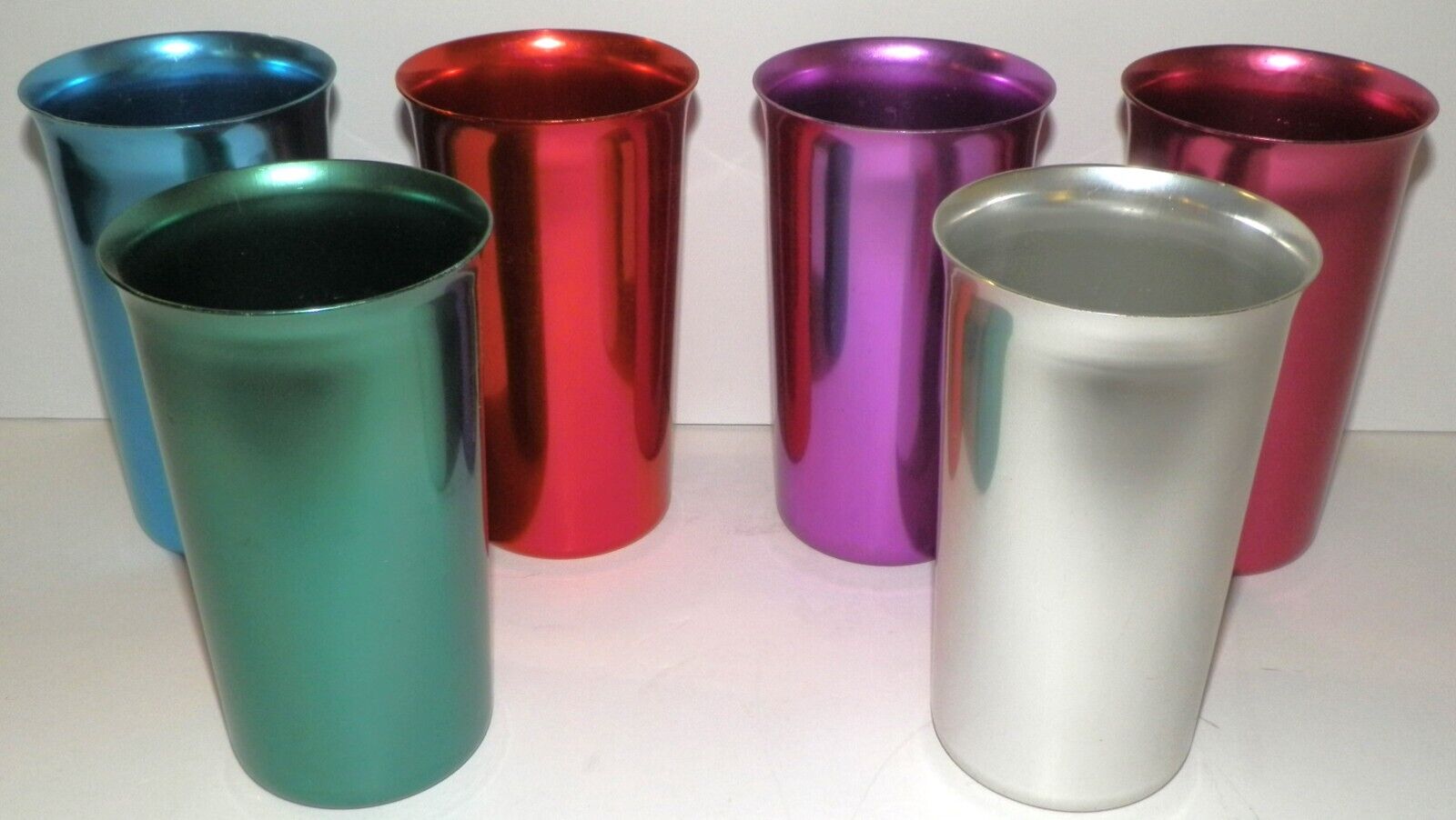 Sunburst Aluminum Tumblers Cups Vintage Retro Lot of 6