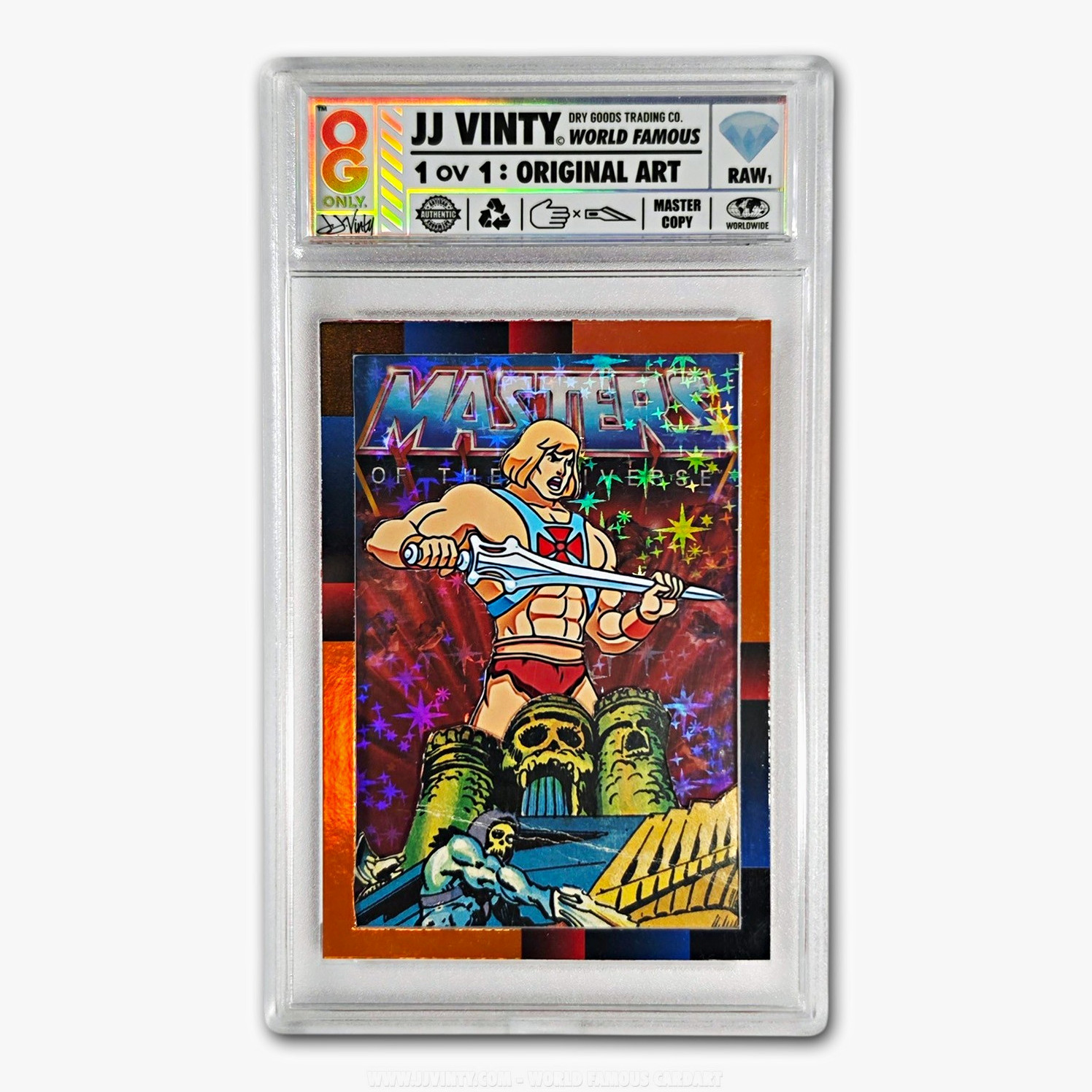 JJ VINTY • MASTERS OF THE UNIVERSE MOTU HE-MAN HOLO  1/1 COLLECTOR CARD ART