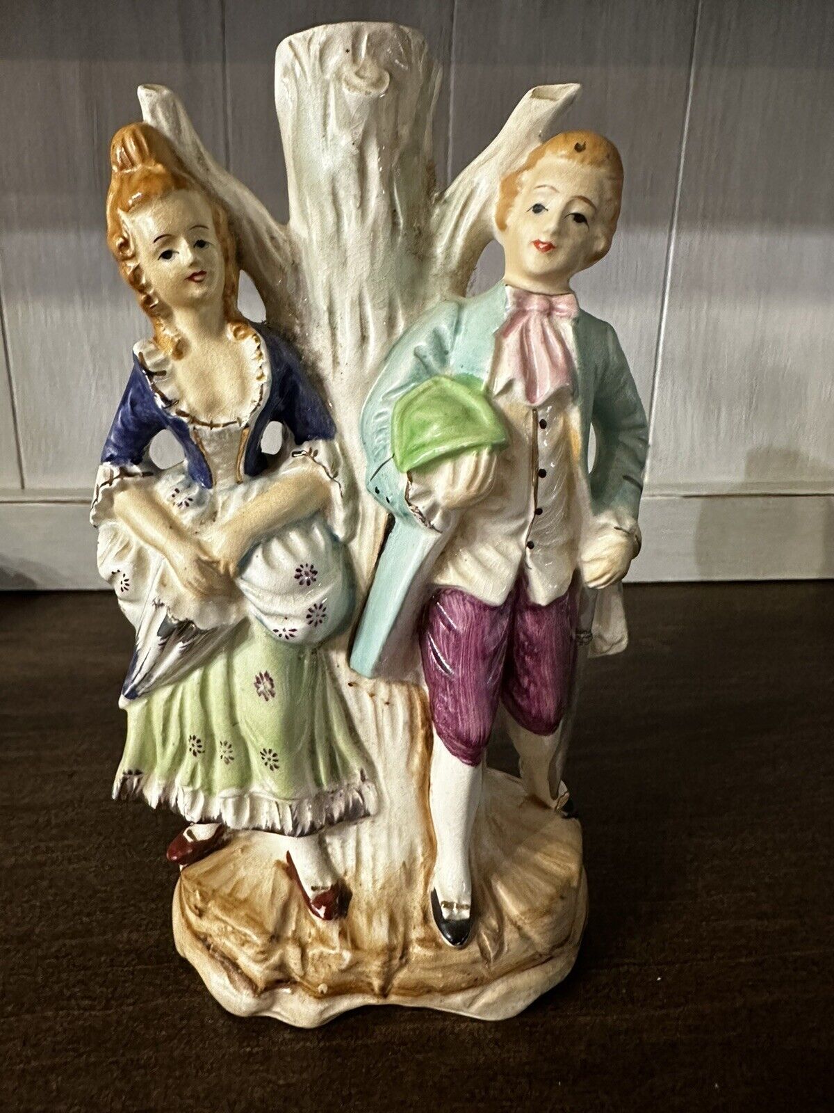 Vintage Wales Victorian Colonial Couple Man & Woman Figure 8” Without Lamp
