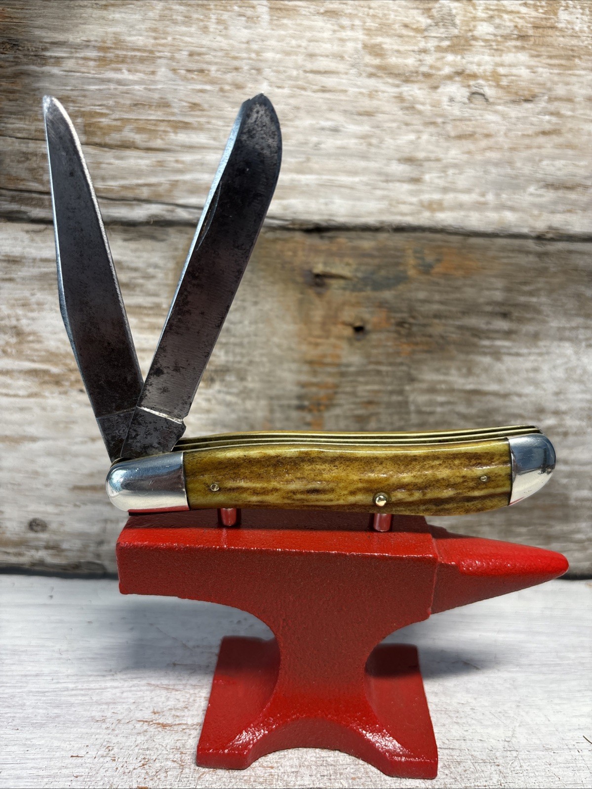 ROBESON SHUREDGE USA 522482 Large Dog Leg Trapper Beautiful Thick Stag 1940-1950
