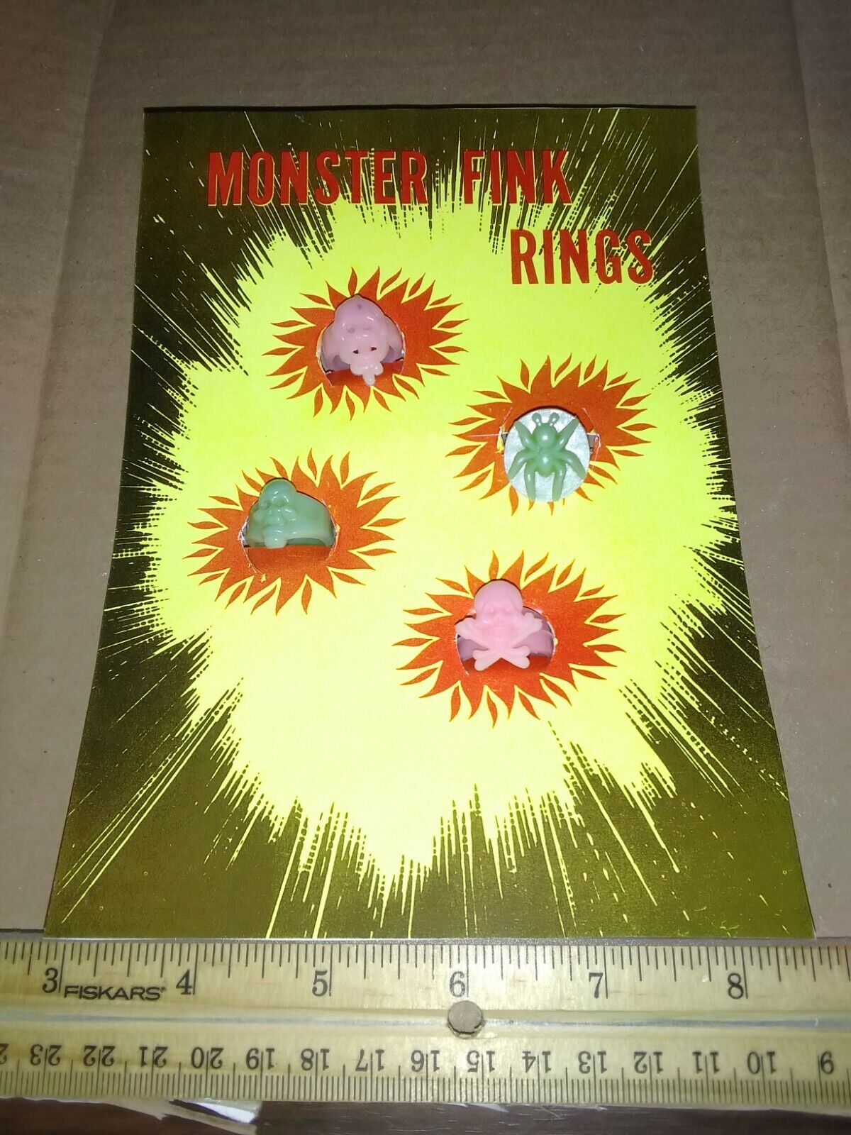 Vintage Monster Ring Display Card Gumball Vending Machine Charms