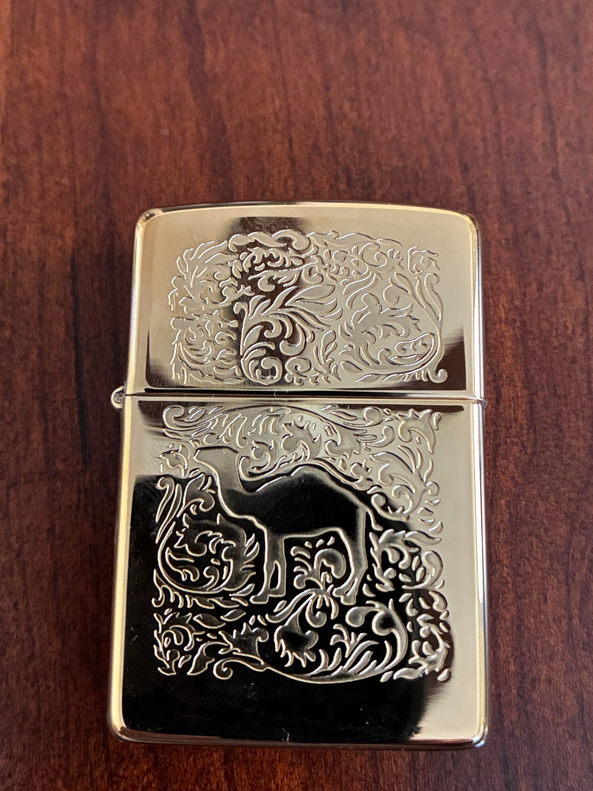 Zippo 1996 Vintage Western Camel Lighter 2-Sided Etched 22K Gold Plated