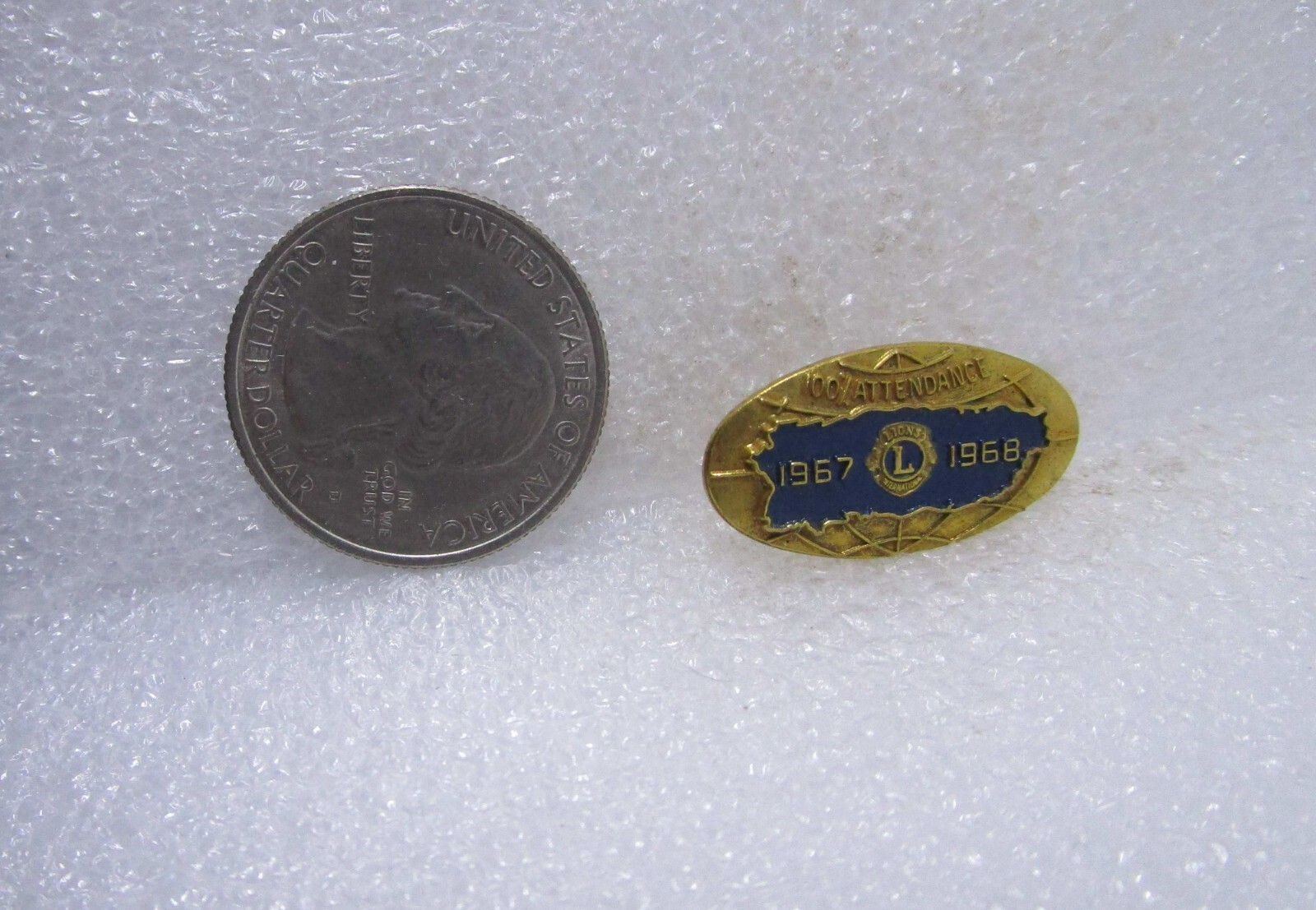 1967-1968 Lions Club 100% Attendance Pin