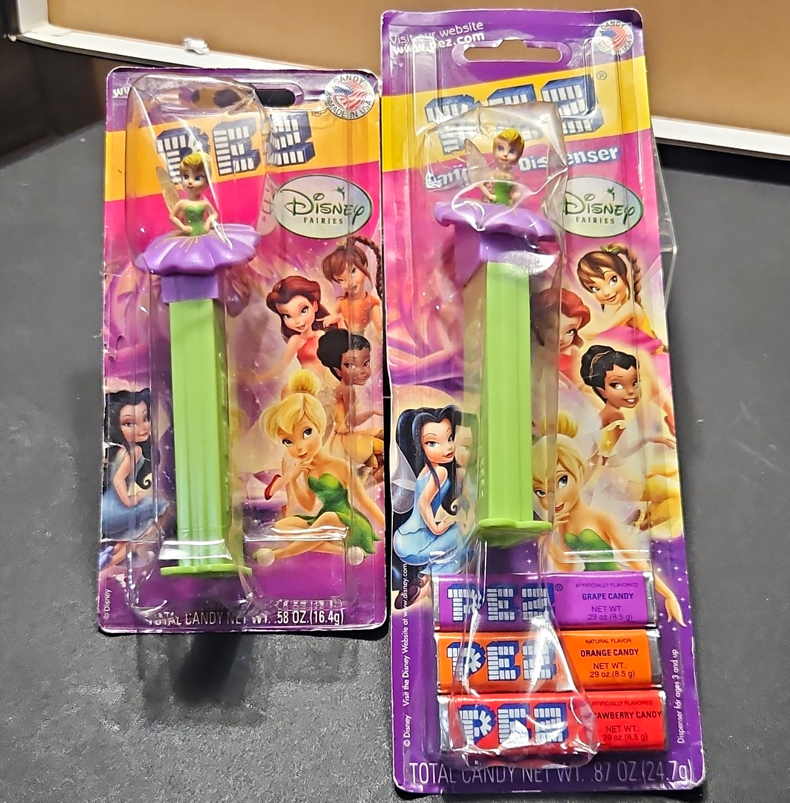 Disney Fairies Tinker Bell PEZ Candy Dispensers with Candy Lot of 2