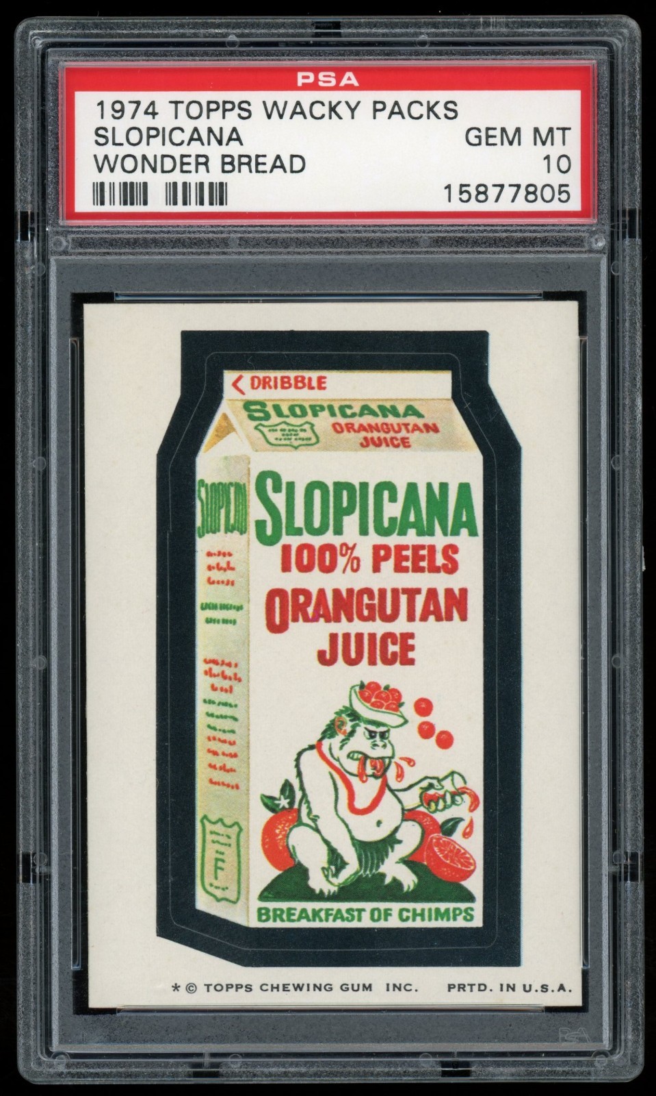1974 Topps Wacky Packages Sticker Slopicana Wonder Bread 2nd Series PSA 10