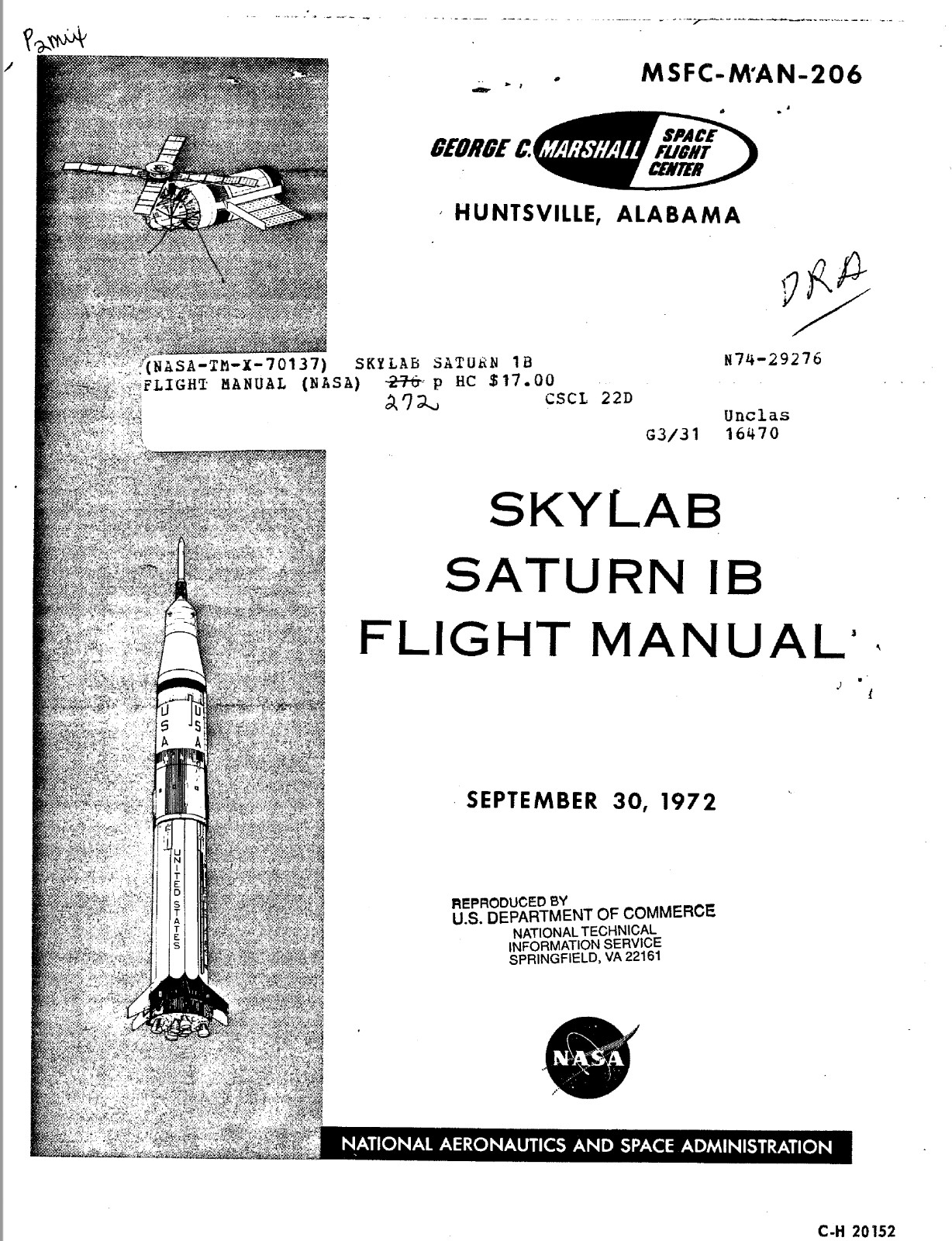 149 Page 1972 NASA APOLLO SKYLAB SATURN IB Launch Vehicle Flight Manual on CD