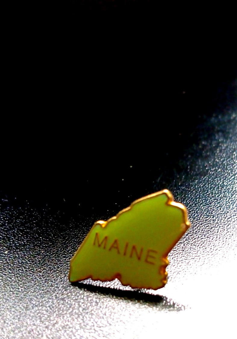 Vintage State Maine Enamel Pin Green